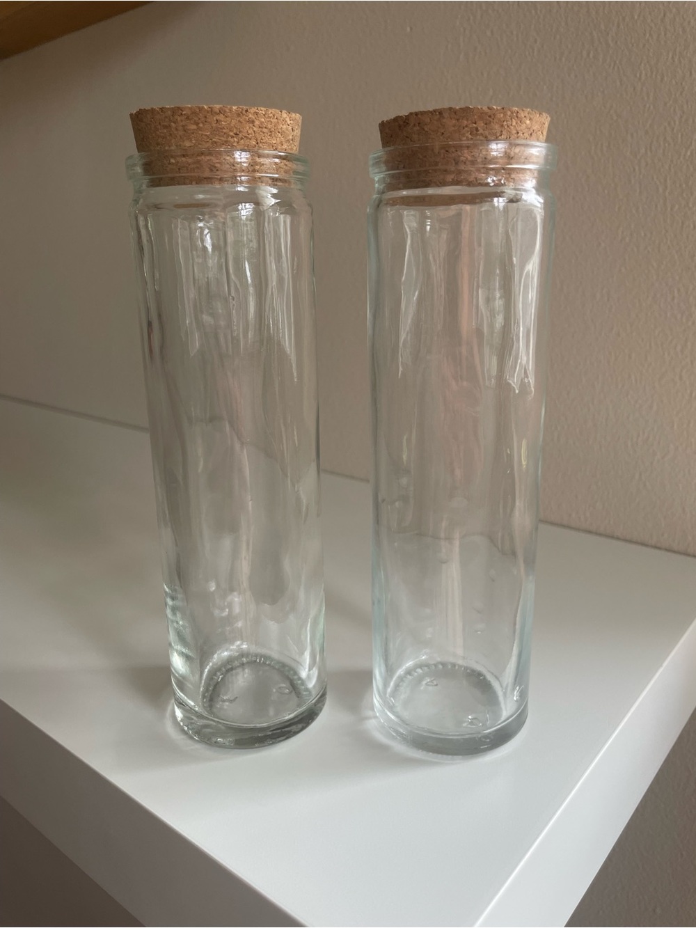 Vintage Clear Glass Apothecary Bottles with Cork Lids - Set of 2